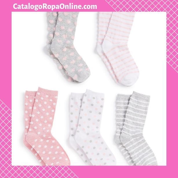 calcetines surtidos primark colores gris y rosa para mujer